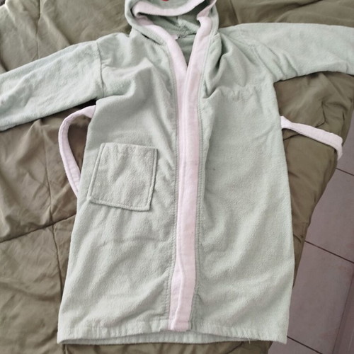 Children's bathrobe greenish 10-12 years like new, unisex, cotton