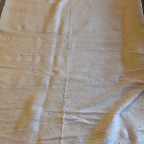 Large handwoven rag rug used, white, 2.00x1.30m