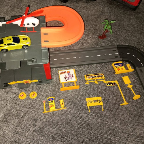 Track with car and helicopter used