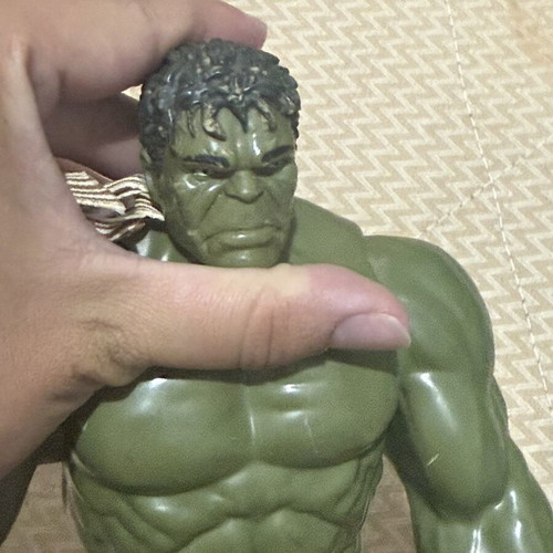 Hulk figure with paint wear on face