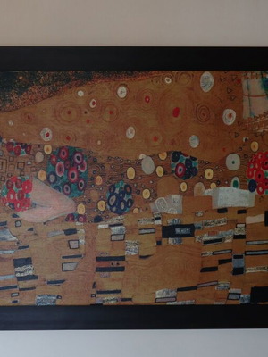 The Kiss G. Klimt silk screen print on canvas like new
