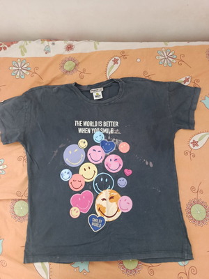 Summer blouse with smiley faces, like new, black, size XS