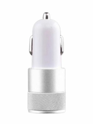 Car adapter metal silver with 2 USB ports new