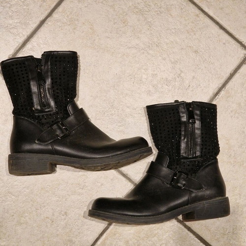 Boots with rhinestones used, size 38, black