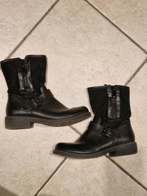 Boots with rhinestones used, size 38, black