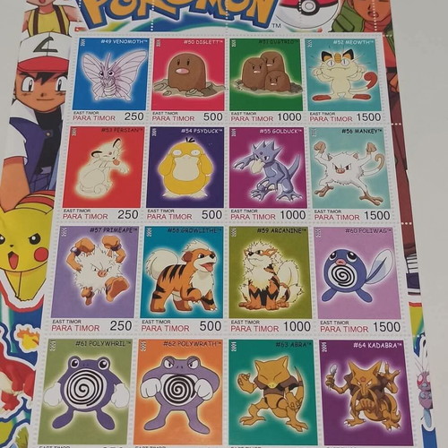 East Timor Pokemon stamps 2001 used, set of 8 sheets