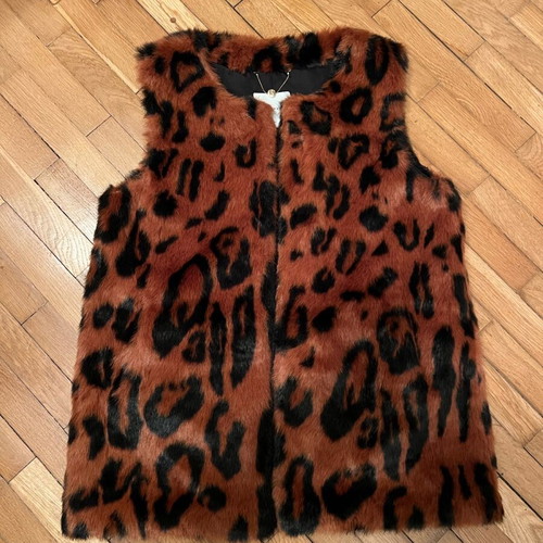 Dino Apelle fur plush vest like new, black and brown, size L