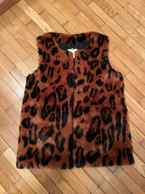 Dino Apelle fur plush vest like new, black and brown, size L