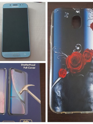Samsung J5 2017 smartphone used with tempered glass and case