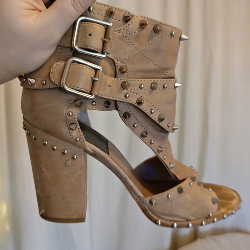 Laurence Dacade Deric studded leather sandals used, beige, size 41