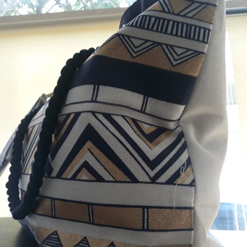 Τσάντα θαλάσσης Bag to Bag καινούργια με μικρό τσαντάκι, μπλε και χρυσαφί