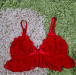 Red lace lingerie barlette sets ! Size M
