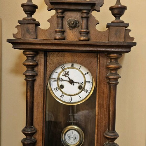 Antique German Wall Clock with Pendulum used