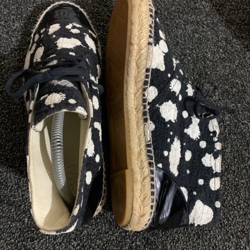 Chanel espadrilles used with tweed fabric and patent leather, size 41