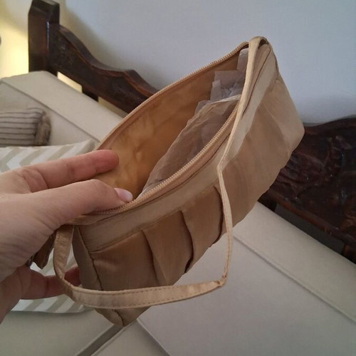 Women's satin bags new, brown and gold, set of 2