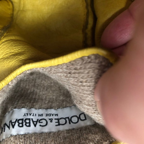 Dolce & Gabbana leather gloves used, yellow, size s-m