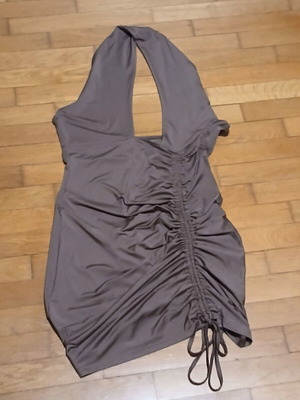 Dark brown halter-neck mini dress, size small