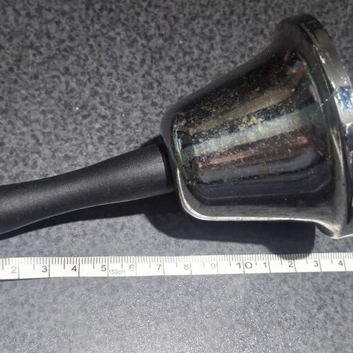 Metal Hand Bell used, silver with black handle