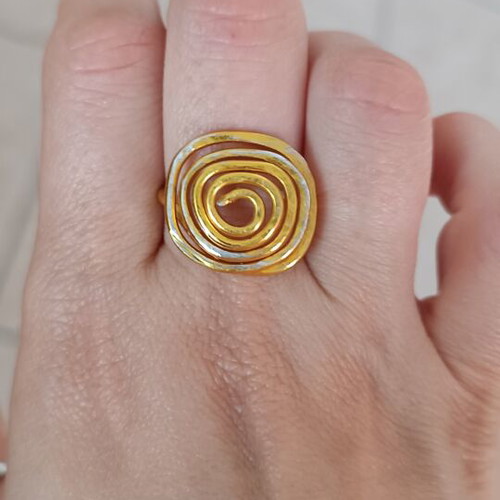 Two-tone ring handmade from scratch, adjustable, gold and silver
