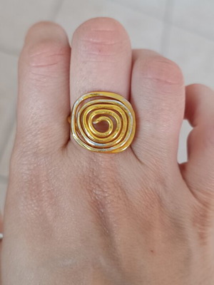 Two-tone ring handmade from scratch, adjustable, gold and silver
