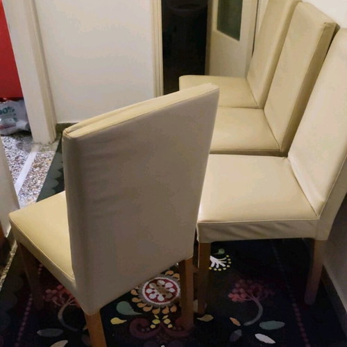 Habitat dining chairs like new, leather upholstery, solid elm frame