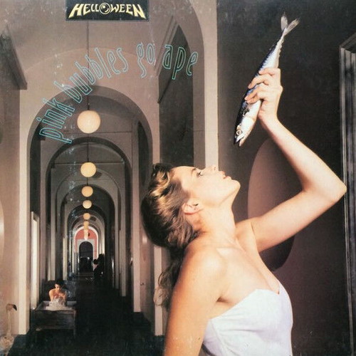 Helloween Pink Bubbles Go Ape vinyl record used, metal