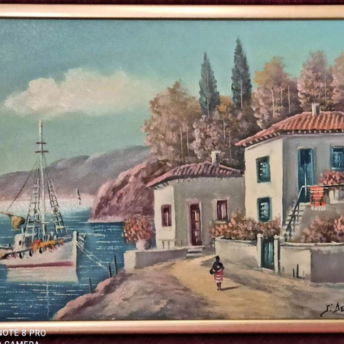 Painting G. Depastas (Psarochori) on canvas like new with frame