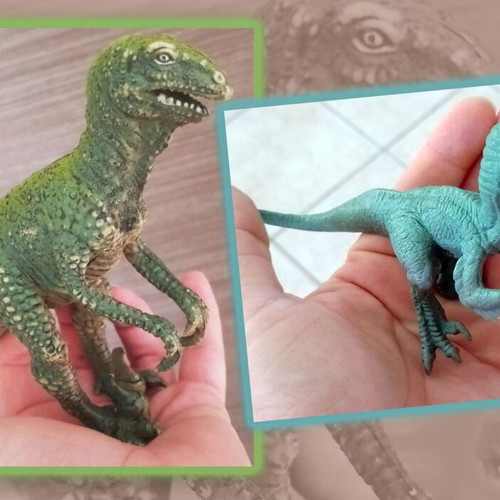 Dinosaur figure collection, pack of 18, including 2 with wheels