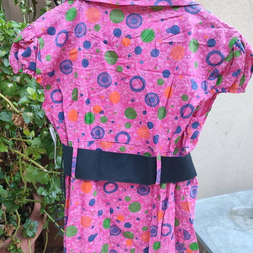 Shirt colorful size S with elastic belt and chest buttons new