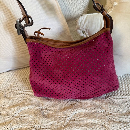 Escada women's shoulder bag used pink leather and suede
