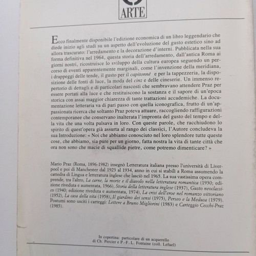 La Filosofia dell' Arredamento Mario Praz book like new, Italian