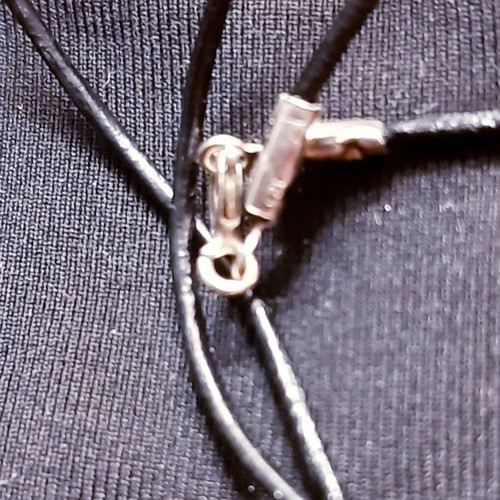 Olive necklace new, copper with natural pearl, leather and silver 925