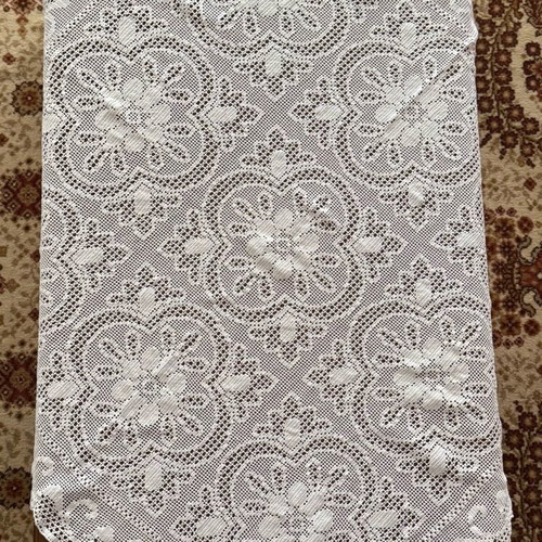 Set of 3 square hand-knitted table linens new