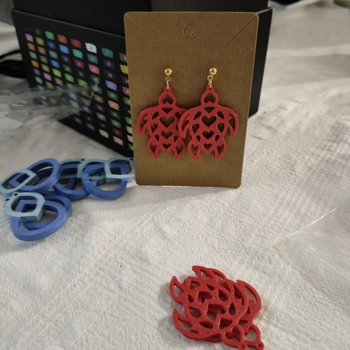 Red Turtle Earrings 3D print made to order