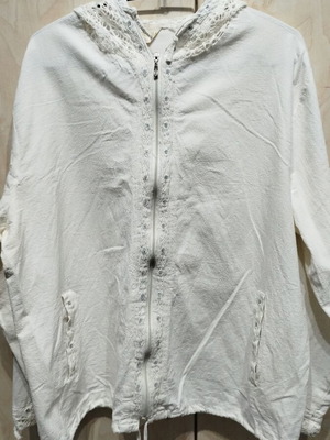 Thin jacket cardigan with knitted hood and zipper, like new, size XXL-3XL
