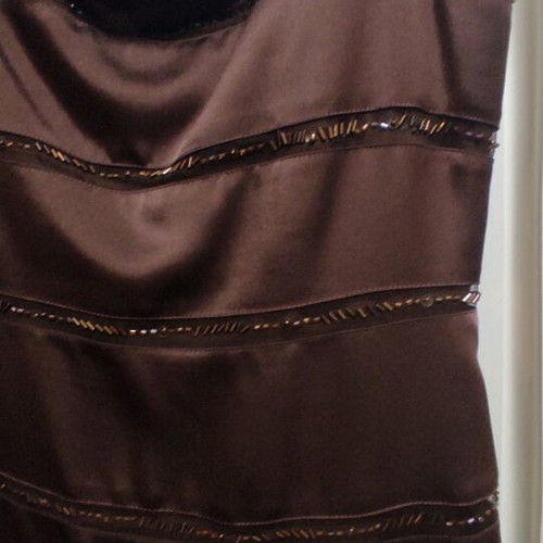 bcbg maxazria evening dress in a fitted midi line in brown (summer)