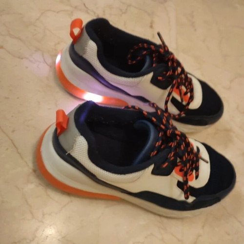 Sneakers with LED Lights, size 36, navy white orange
