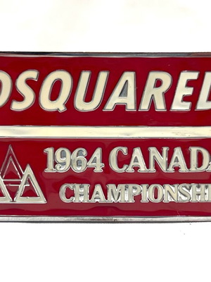 Кожен колан Dsquared2 с червена катарама употребяван