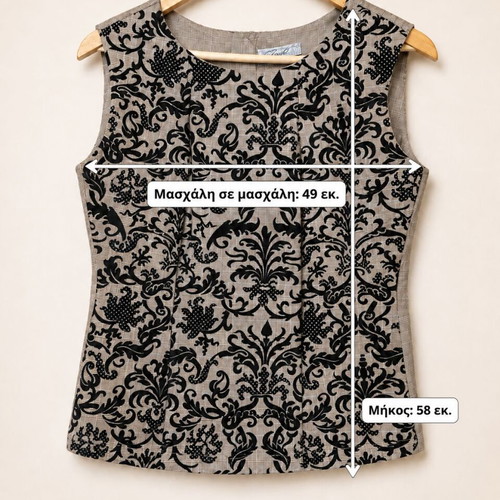 Axel sleeveless blouse with velvet floral pattern, size M