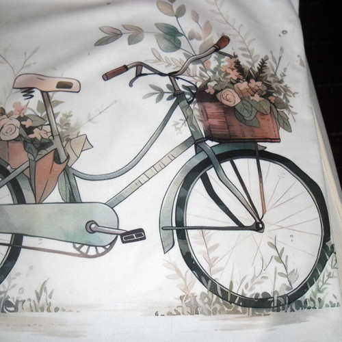 Decorative pillow cover with bicycle design, new, 45x45 cm