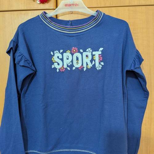 Everyday girls' long-sleeve shirt like new, blue, size 128 cm