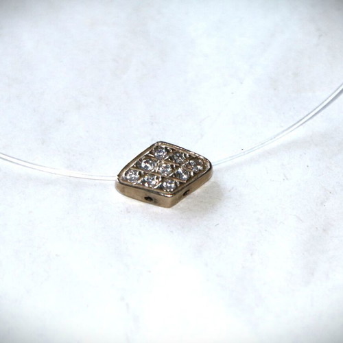 Μενταγιόν ασημένιο sterling silver 925 με ζιργκόνια και αόρατο κορδόνι καινούργιο minimal