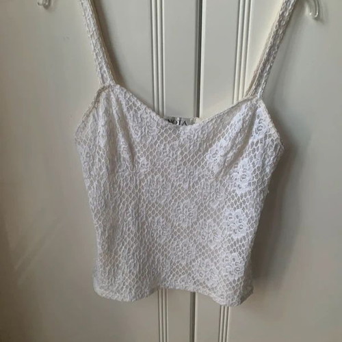 White set with lace top and transparent overlay, like new