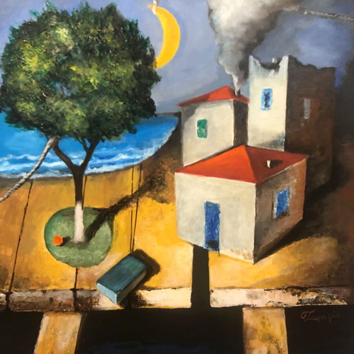 Zafeiriou painting used, oil on canvas with wooden frame