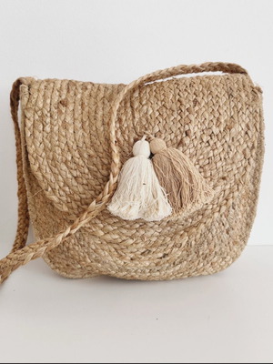 Jute Crossbody Bag Like New Beige Boho Style