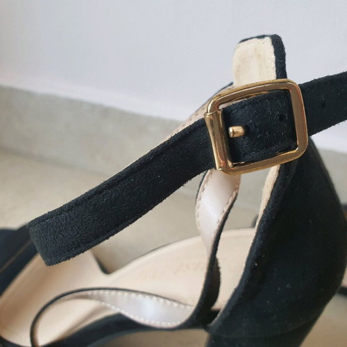 Just Me sandals like new, black suede, size 38, 10cm heel