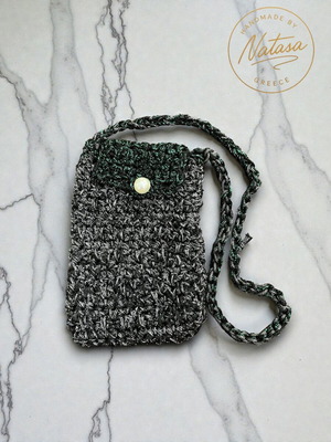 Handmade knitted mini shoulder bag gray new