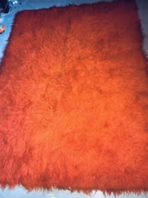 Handmade full-wool loom flokati like new, orange