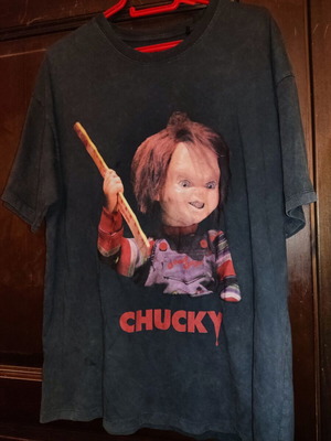 Chucky T-shirt size L new by Pull & Bear black and grey