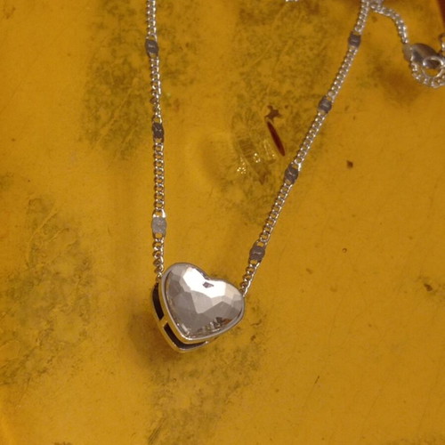 Stainless Steel Necklace with Heart Pendant and Crystal, new